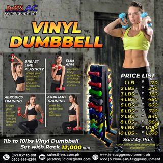 Vinyl Dumbbell Set with Rack (1lb to 10lbs pair)