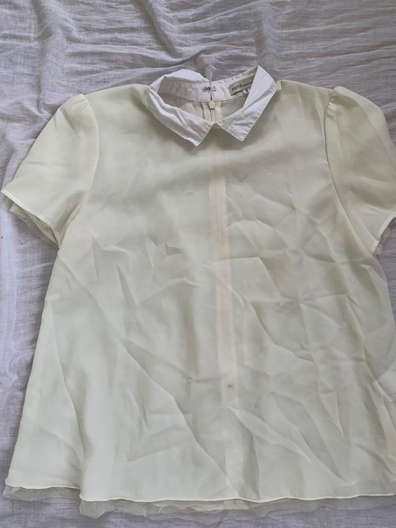 white/cream formal top (Category: Blouses) located in Manila. Submitted by marieljayeah (Listing ID 1154509903, Image 1). Description: nice in actual, can be worn as a formal top.