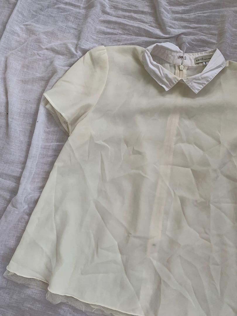 white/cream formal top (Category: Blouses) located in Manila. Submitted by marieljayeah (Listing ID 1154509903, Image 3). Description: nice in actual, can be worn as a formal top.