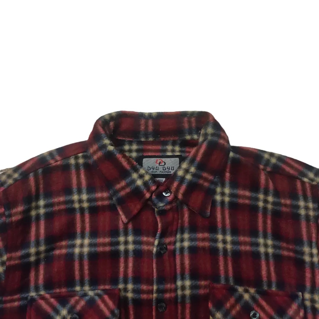 Wool Fleece Flannel Shirt, Fesyen Pria 