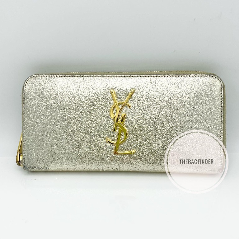 YSL Long Zip Gold Wallet, Luxury, Bags & Wallets on Carousell