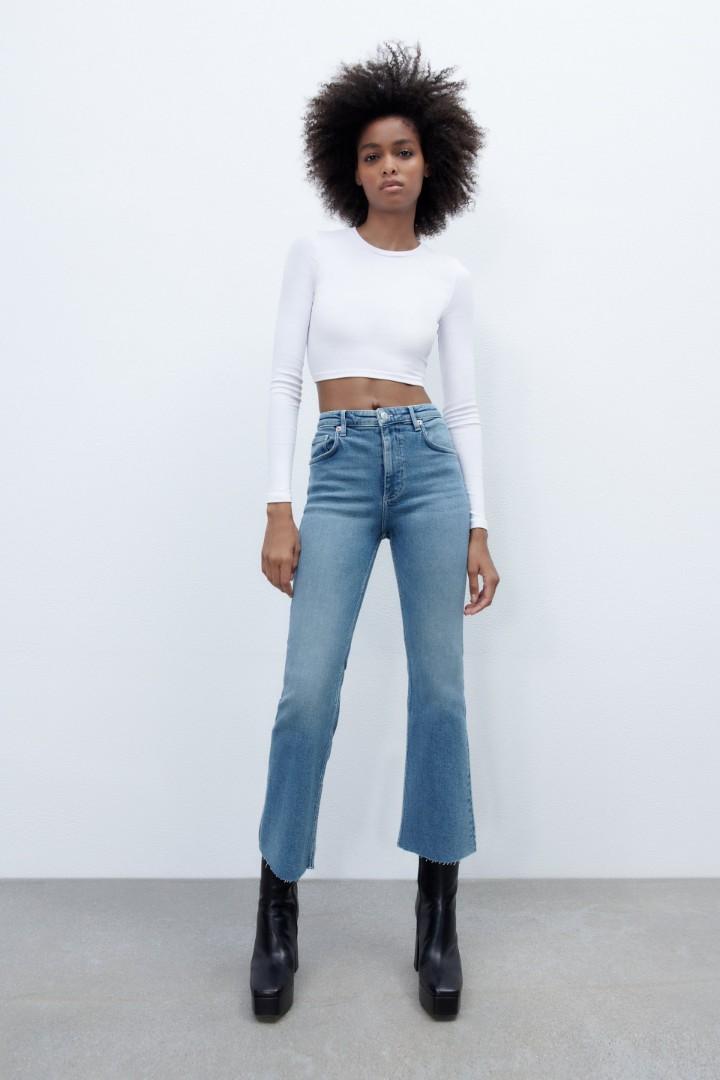 Zara Croped Flare Jeans, Fesyen Wanita 