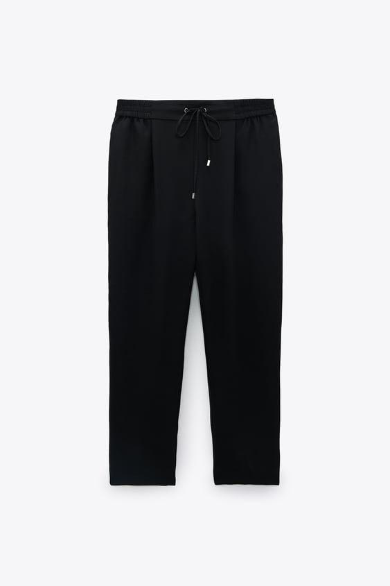 100% LINEN JOGGER WAIST TROUSERS - Natural | ZARA Angola