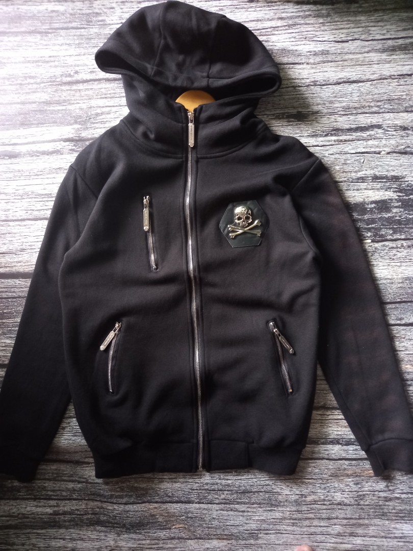 Zip Hoodie Philip plein Second Import, Fesyen Pria, Pakaian , Baju Luaran  di Carousell
