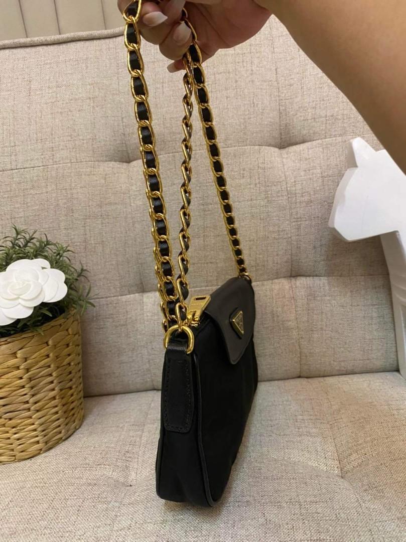 100% Authentic Prada Tessuto Saffiano Bandoliera Chain Sling Bag