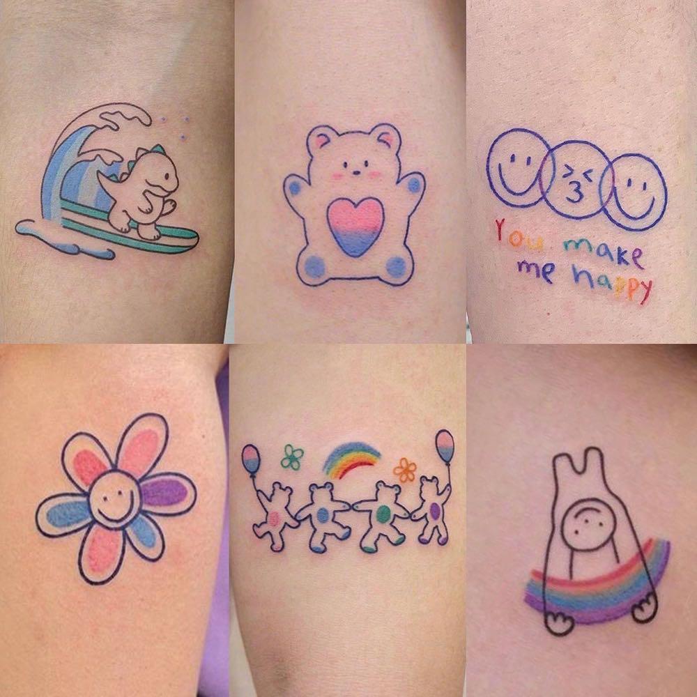 1 Piece Watercolor Cartoon Triangle Cute Temporary Tattoos For Kids Women  Men kids Body Art Arm Leg back Tatoo Paper Paste Waterproof Fake Tattoo  Sticker | Wish