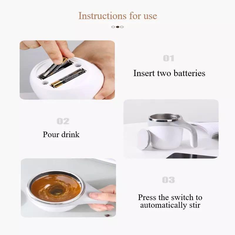 380ml Automatic Self Stirring Mug Coffee Milk Fruits Mixing Cup Electric  Stainless Steel Lazy Rotating Mug Magnetic Stirring Cup.