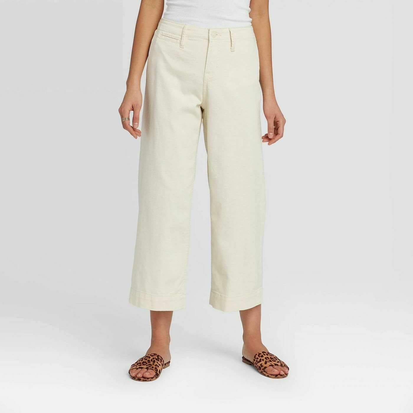 A NEW DAY Women's Trouser High Rise Relaxed Hip & Thigh Cropped Pants (SIZE  12/ CREAM), Women's Fashion, Bottoms, Other Bottoms on Carousell