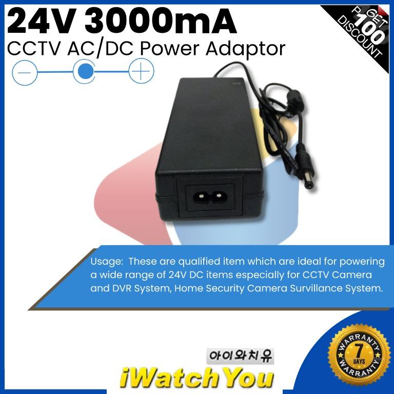 AC/DC CCTV Adaptor 24V 3000mA, Furniture & Home Living, Security ...