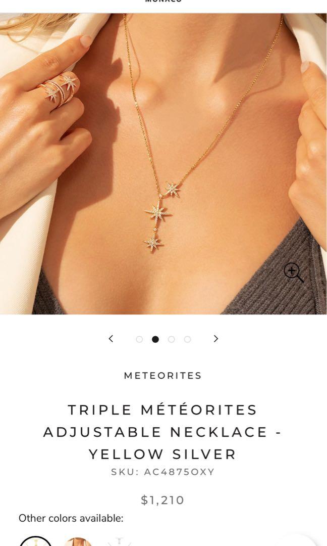 apm monaco triple meteorites adjustable necklace yellow silver