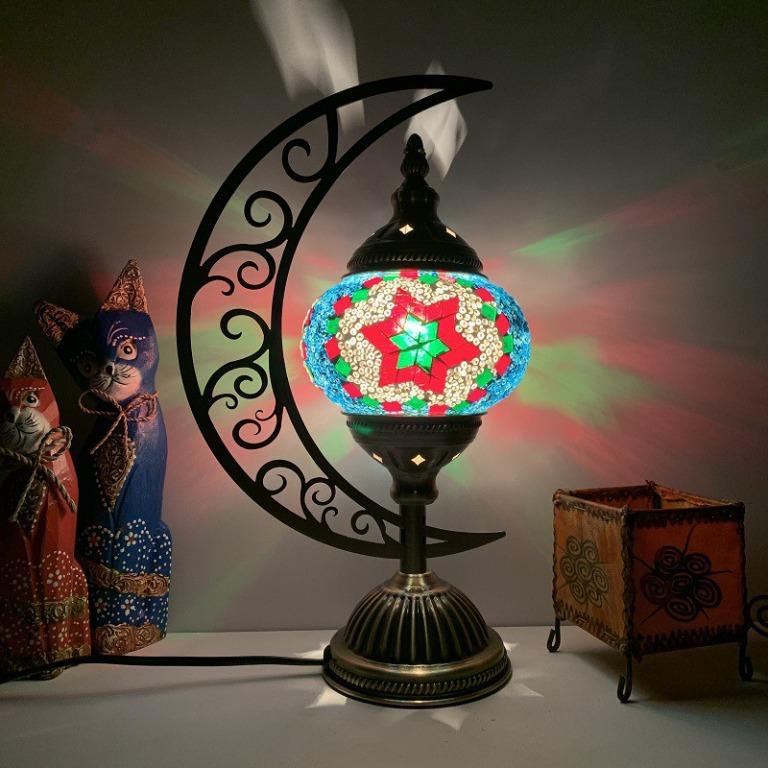 Moon romantic lamp Mosaic Desk Lamp Turksih Table Lamp Half Moon Desk Lamp,Turkish Table Lamp,Handmade Mosaic Lamp,Moon Table Lamp