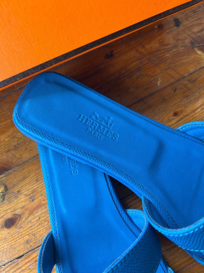 authentic HERMES oran royal blue sandals, Women's Fashion, Footwear