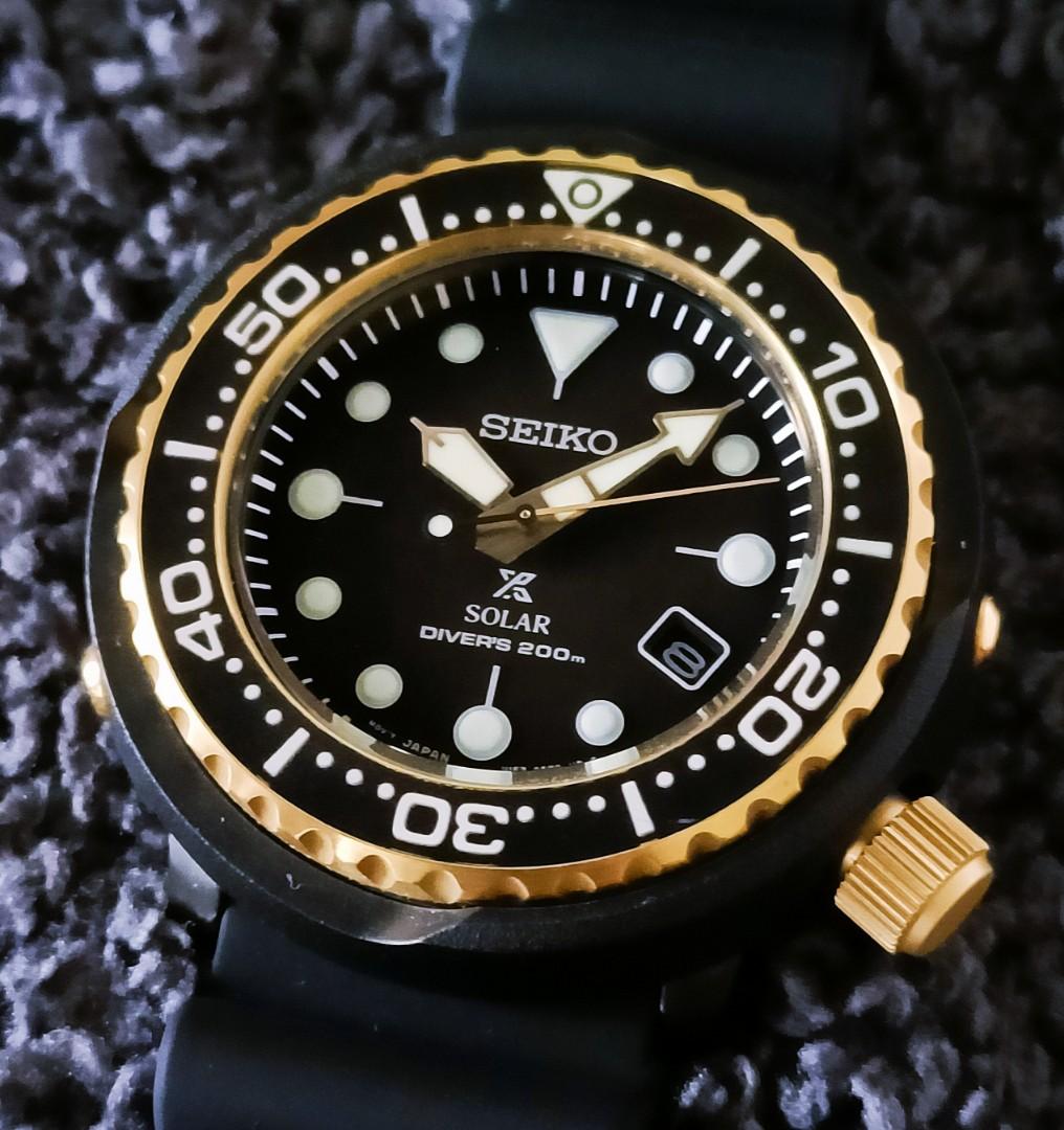 BNIB Seiko Tuna Gold Black Automatic Divers Watch SNE498P1 Men s