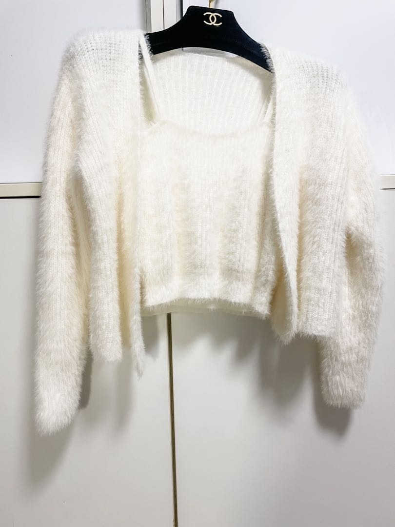 kpop inspired faux mink cardigan 