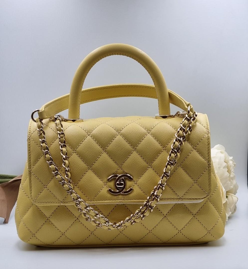 BELOW RETAIL!! 🔥 CHANEL 22P Small Coco Handle in Light Yellow Caviar with  LGHW