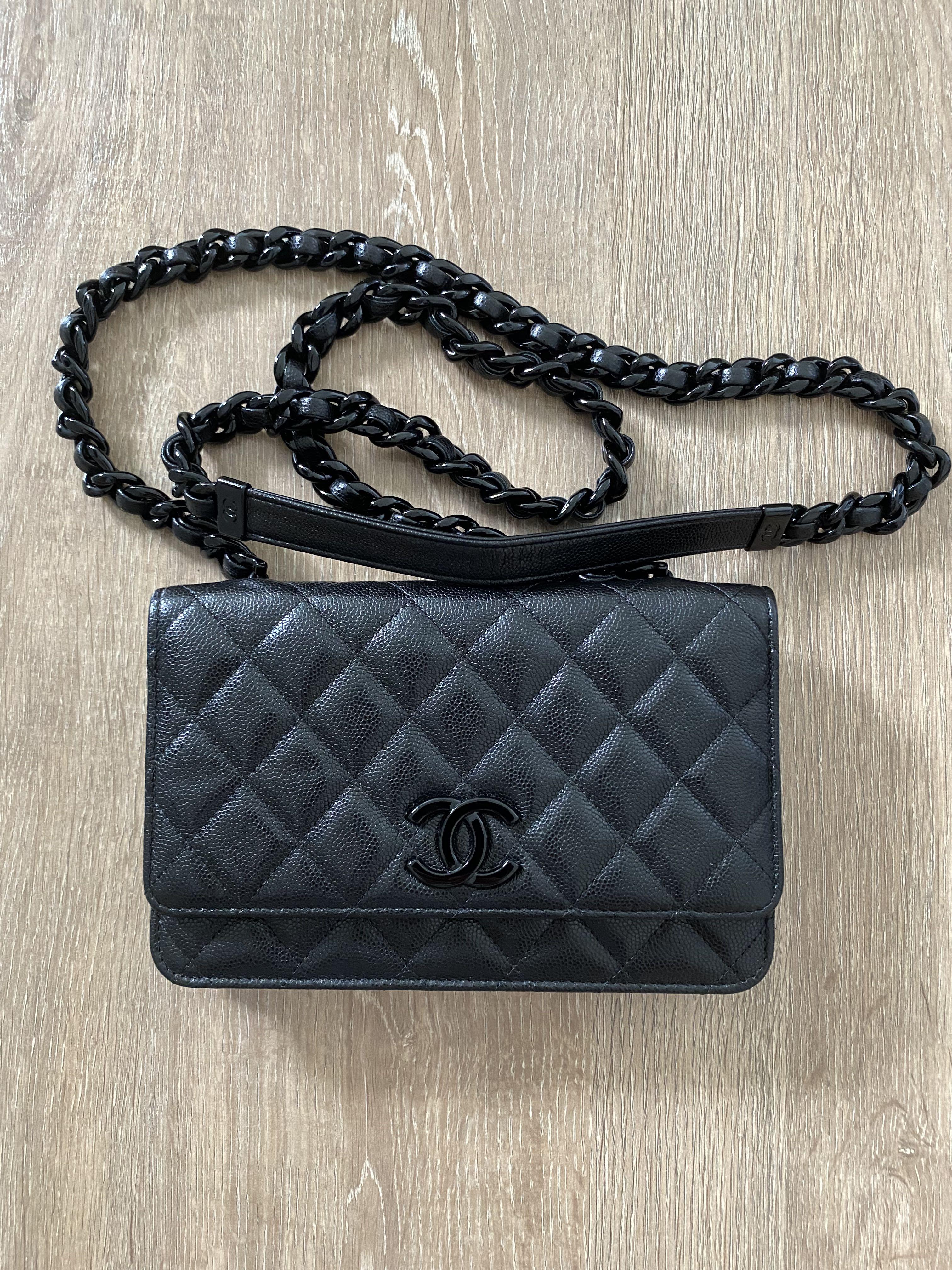 Chanel So black WOC, 名牌, 手袋及銀包- Carousell