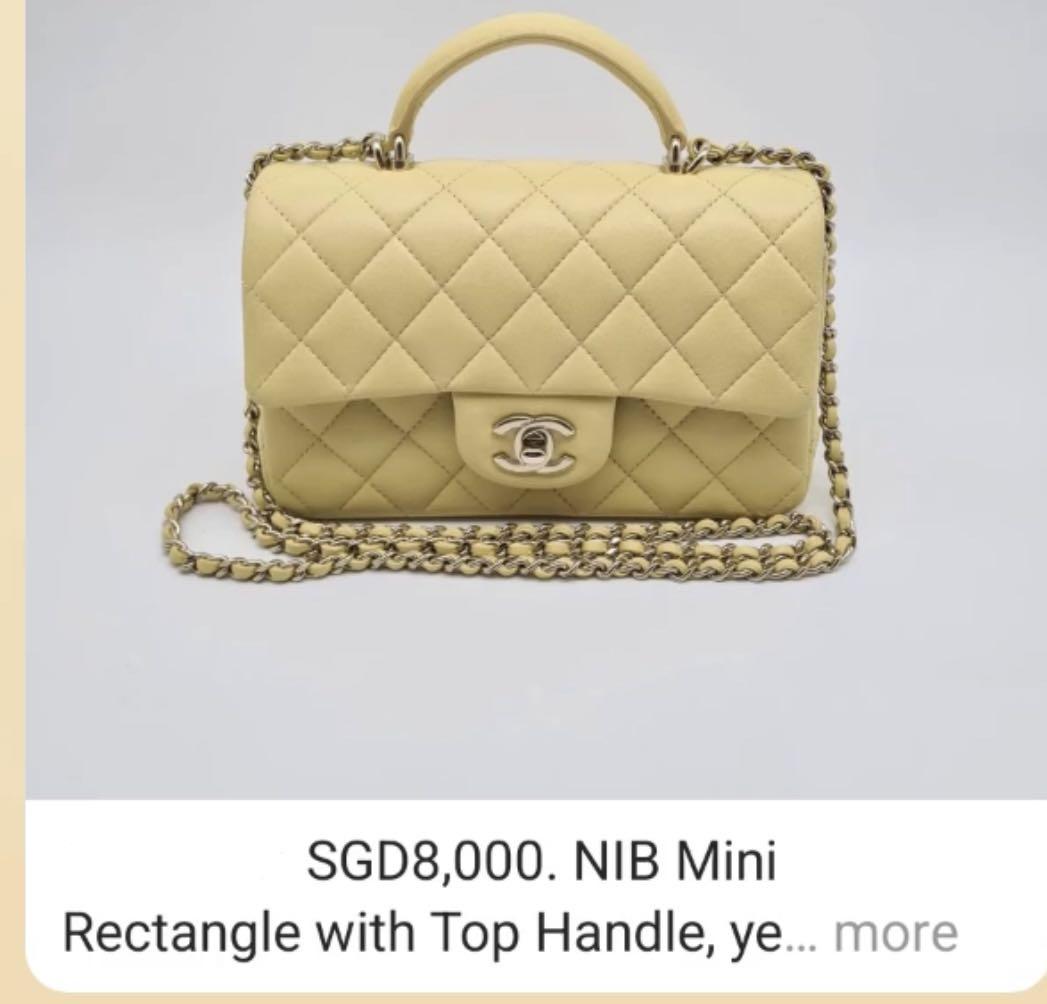 Chanel mini flap with top handle in pastel yellow, Luxury, Bags