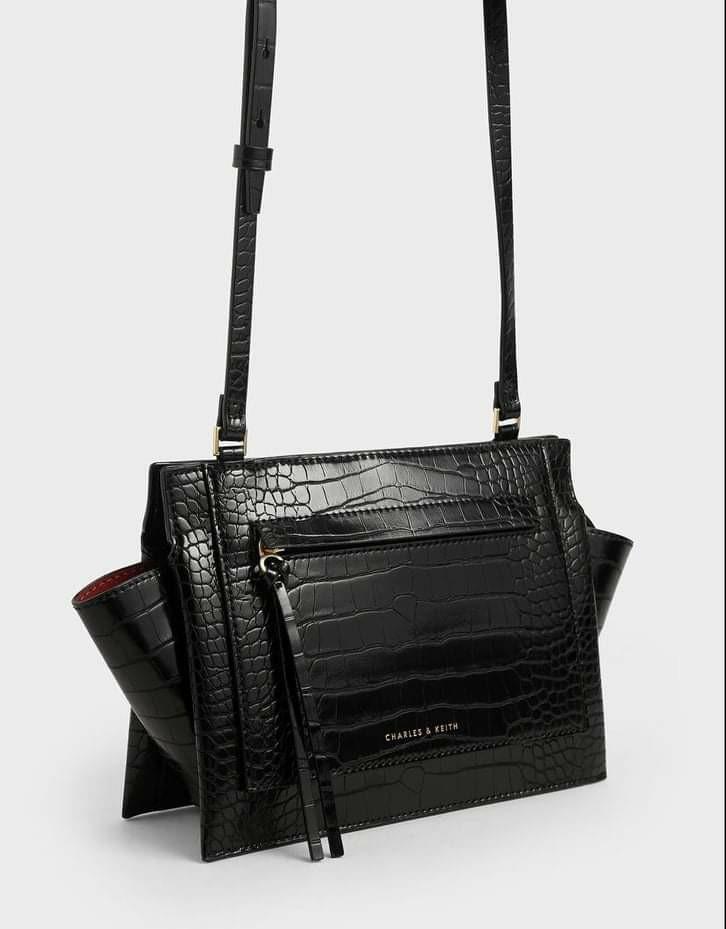 Charles and keith sales croc effect trapeze bag