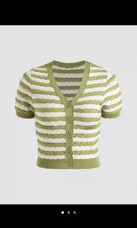 CIDER green & white knit top