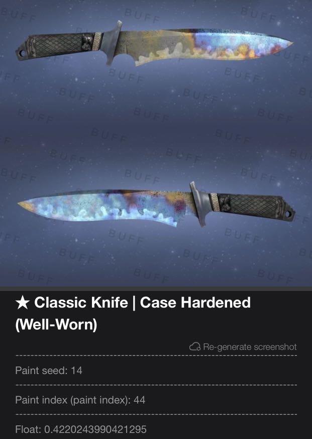 CSGO Classic Knife Case Hardened *rare blue gem*, Video Gaming, Gaming
