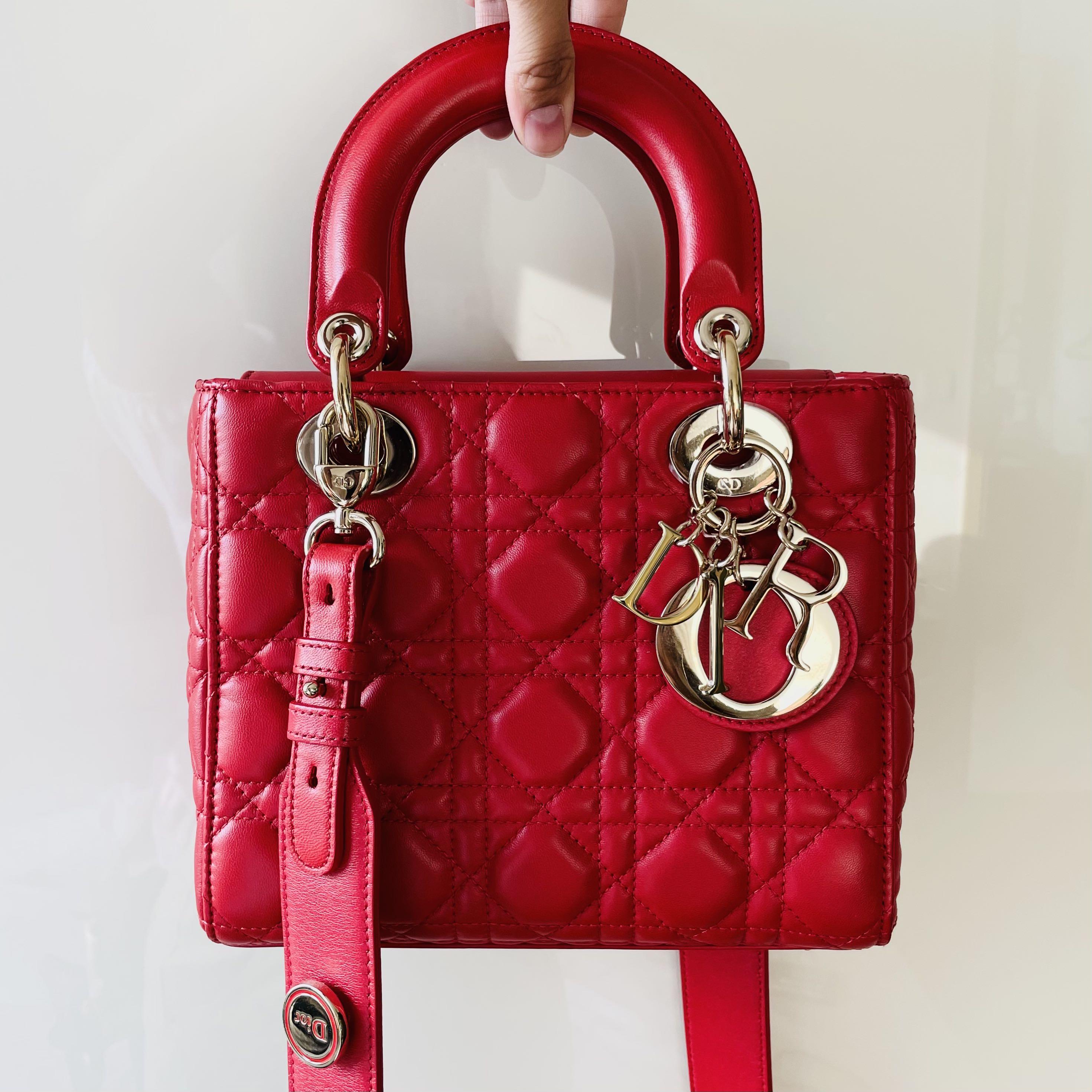 Christian Dior Powder Pink Lambskin Medium Lady Dior LGHW, Luxury, Bags &  Wallets on Carousell