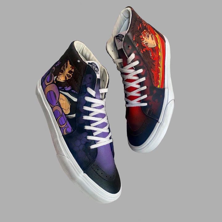 Demon Slayer Vans Sk8 Hi Leather Check Mens Fashion Footwear Sneakers On Carousell 