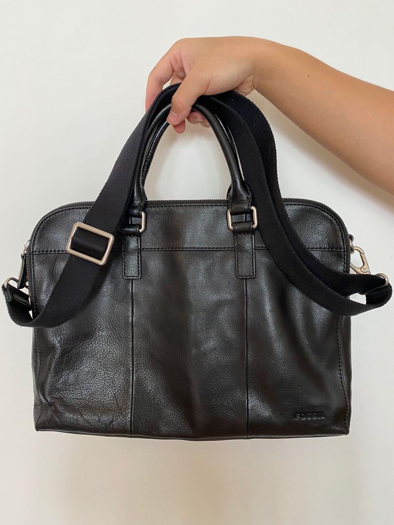 FOSSIL leather briefcase, Men's Fashion, Bags, Briefcases on Carousell