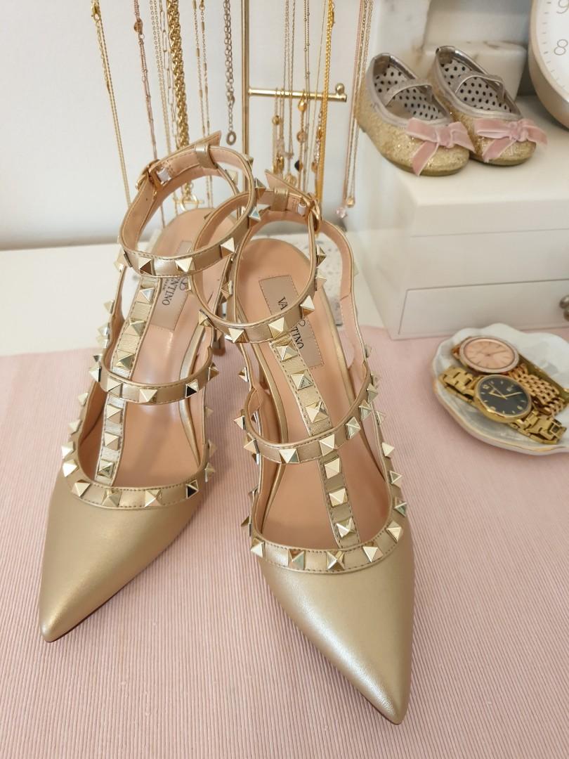 Gold valentino best sale shoes