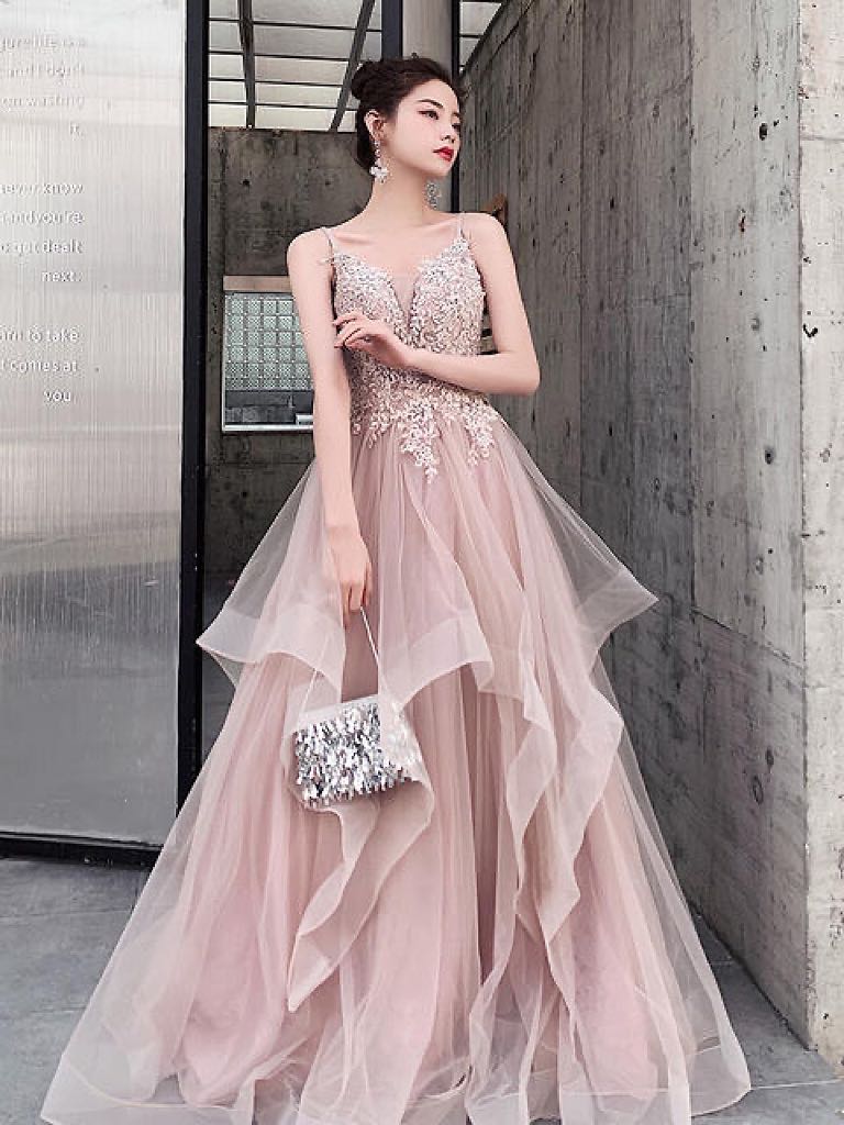 Dusty Pink Fairy High Quality Evening Gown Wedding Dinner Gown Wedding dinner dress Women s Fashion Dresses Sets Evening dresses gowns on Carousell