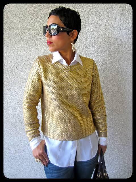 H&m shop gold sweater