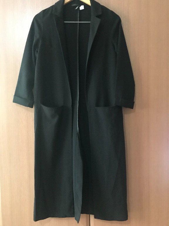 H&M Long Black Coat, Women's Fashion, Coats, Jackets and Outerwear on