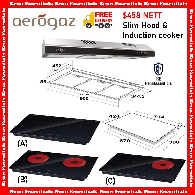 Hood and Hob // Aerogaz Induction , Vitro ceramic Hood & Hob, TV & Home