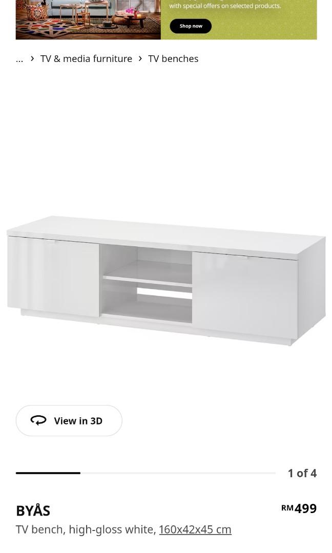 IKEA BYAS TV BENCH, Furniture & Home Living, Furniture, TV Consoles on