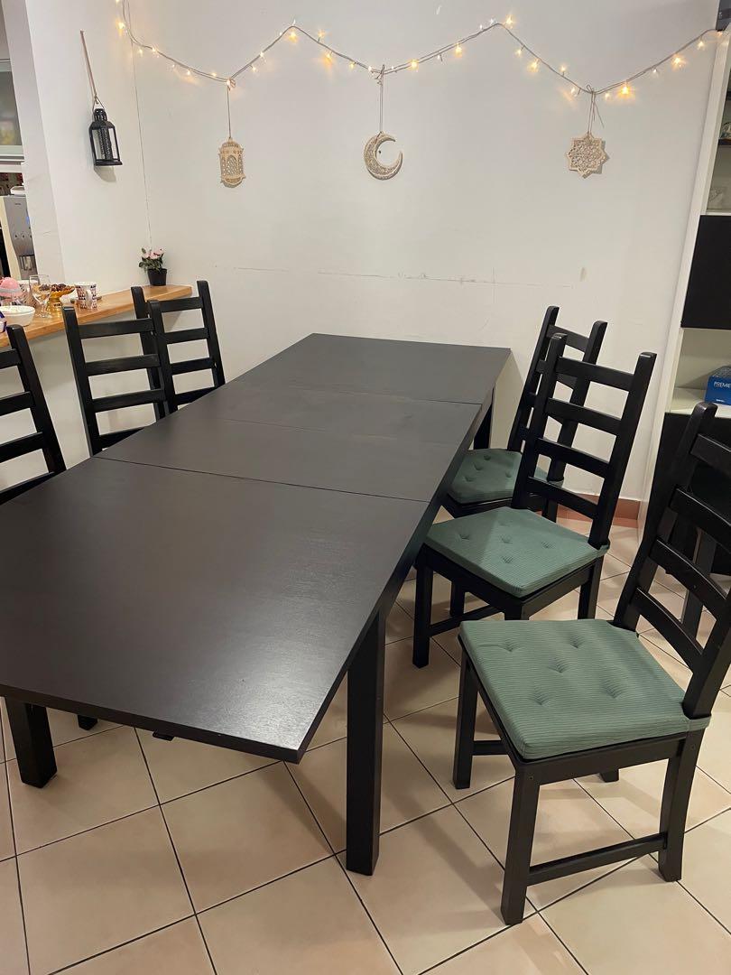 Ikea Dining Set. Extendable Table with 6 Chairs, Furniture & Home
