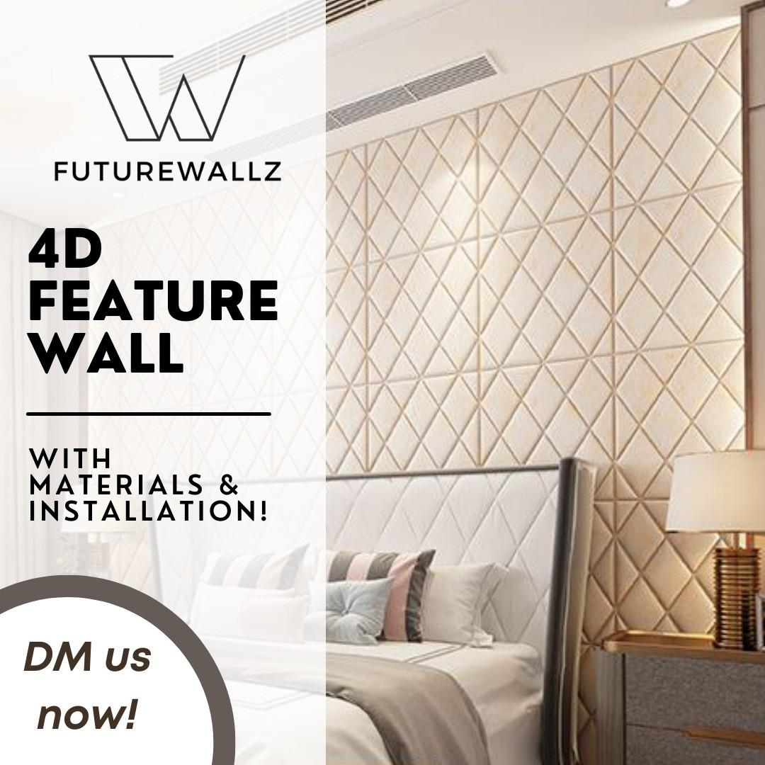 Installation] 3D Feature Wall Full Service Installation and Material Supply  at affordable rates. 4D Wallpaper Installation Feature Wall BTO HDB Condo  Office Commercial Shop House, Furniture & Home Living, Home Decor, Wall