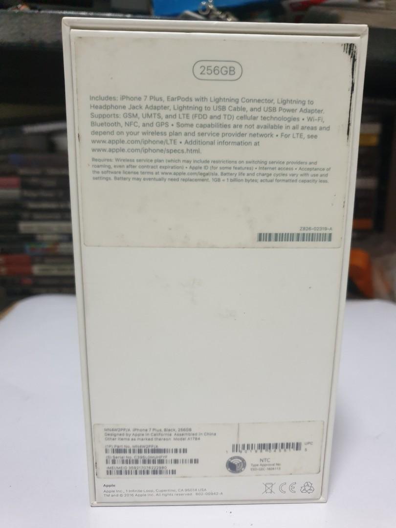 Iphone 7 Plus Black 256gb Phone Box Only (Category: iPhone 7 Series) located in Quezon City. Submitted by itemsforadoption (Listing ID 1154671367, Image 2). Description: Rfs: Its 2022! Happy New Year. Now is a time to be joyous and declutter. And I'm doing just that this season. Item: Selling Iphone 7 Plus phone box Price: 400 Item description: Original phone boxes for Iphone 7 plus.This is just the boxes and manuals. No phone is inside. You can 