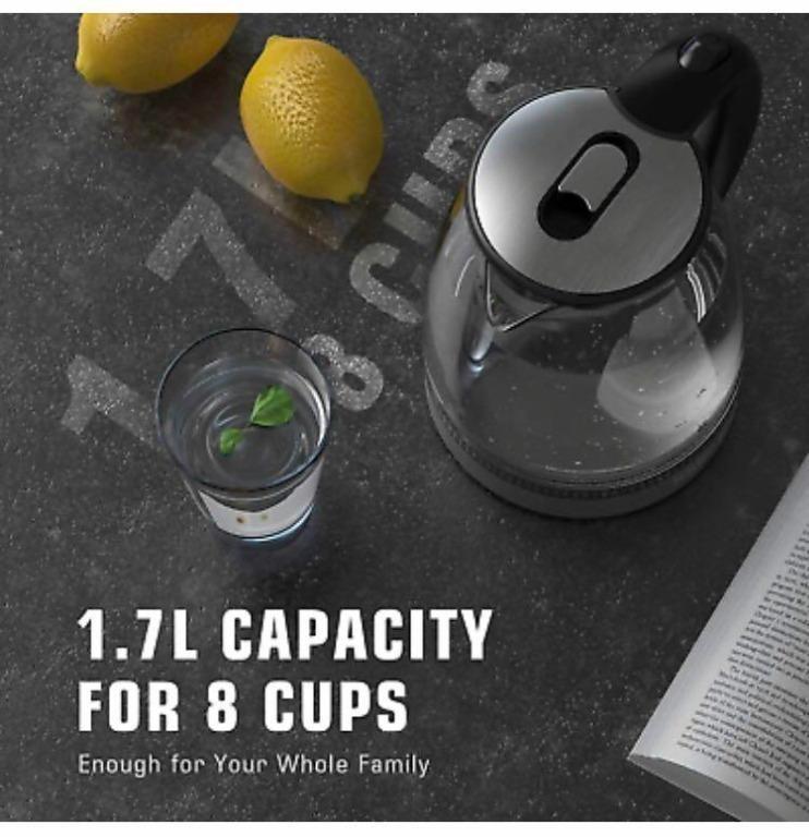 K.SR HadinEEon Electric Kettle 1.7L Glass Electric Tea Kettle, TV