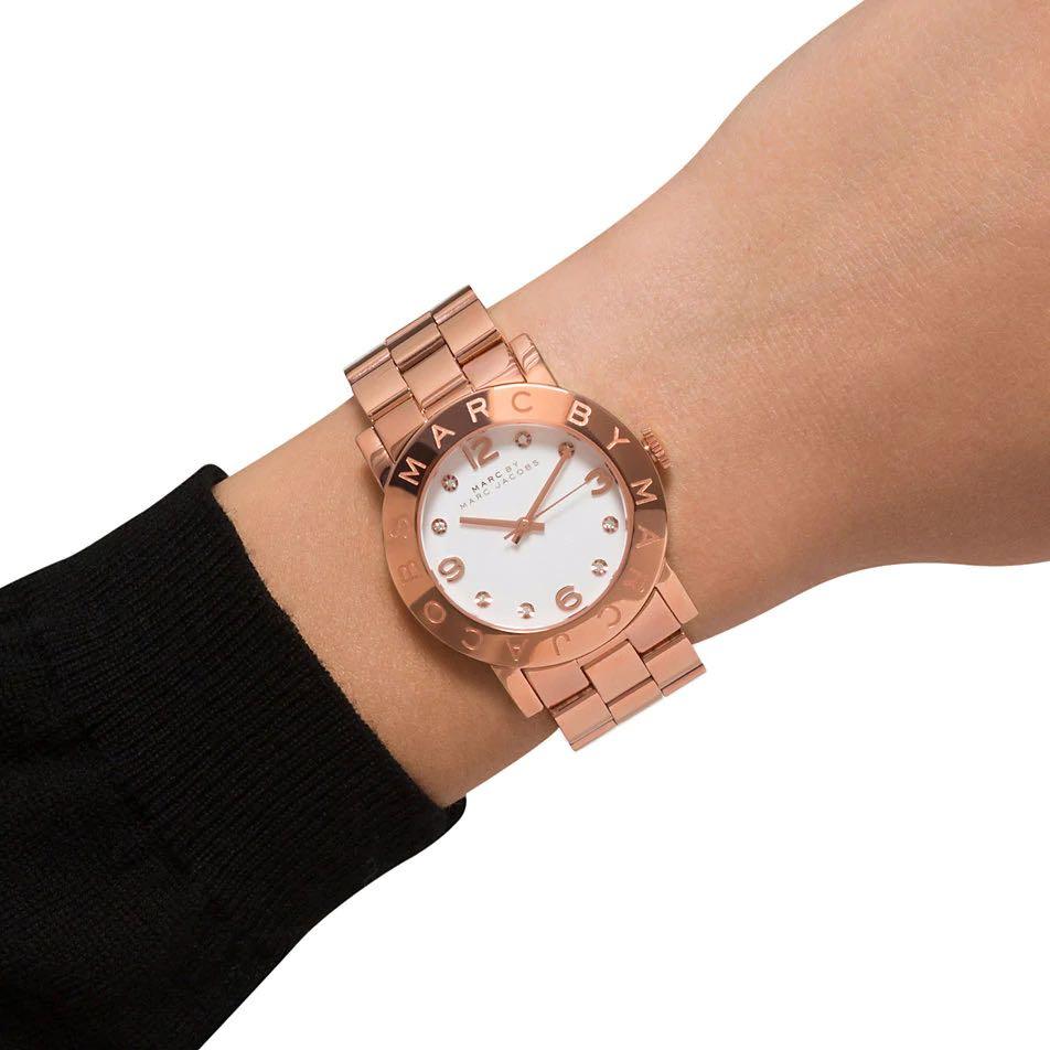 Marc by Marc Jacobs White Dial Rose Gold Ladies Watch MBM3077