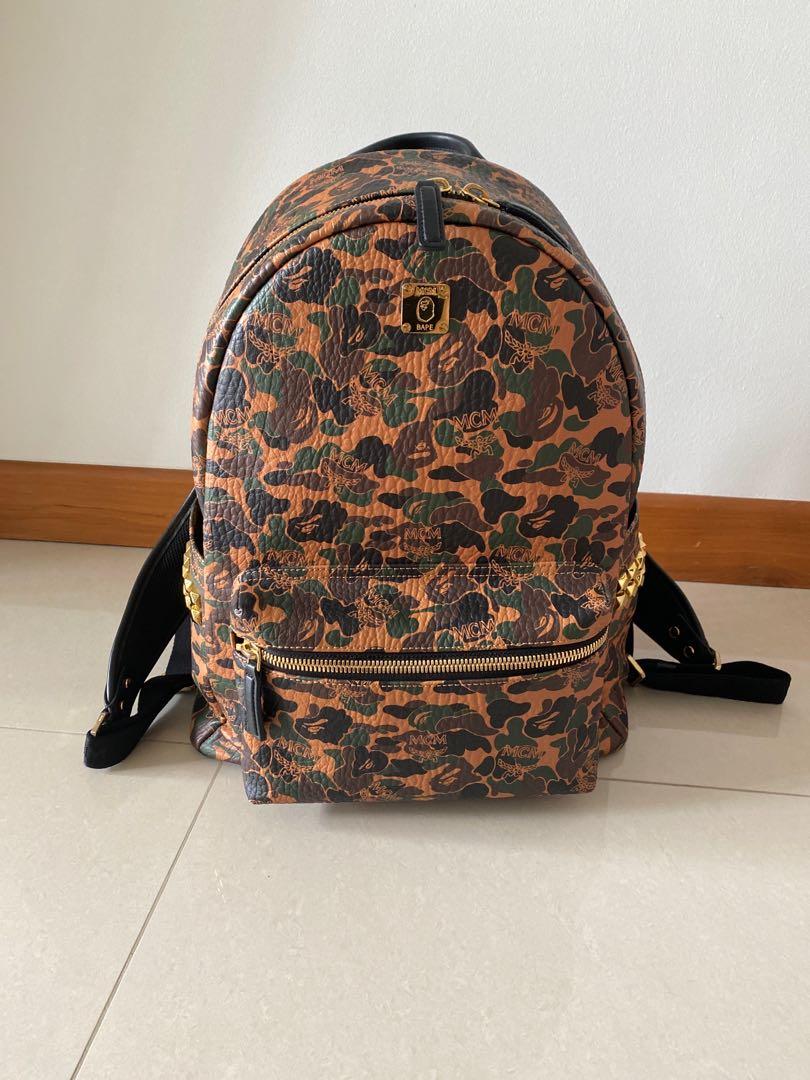 MCM x Bape Backpack Limited edition , Women's Fashion, Bags & Wallets ...