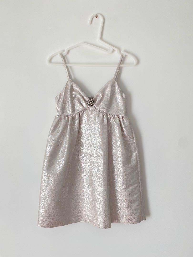 Miss Selfridge Jacquard Blush Pink Silver Dress