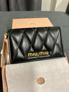 Miu Miu Soft Calf Leather Small Bifold Wallet in Quilted Black 5MV204