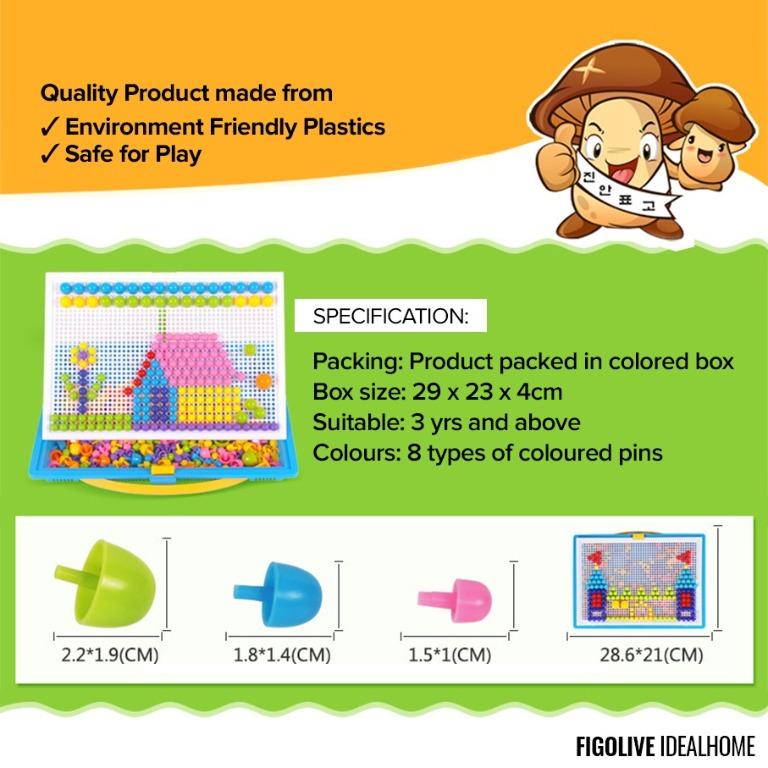 Mix Colour Mushroom Nails Board Puzzle Educational Toys Creative Diy Mosaic  Toys Christmas Gift Hz1415, Hobbies & Toys, Memorabilia & Collectibles, Fan  Merchandise On Carousell