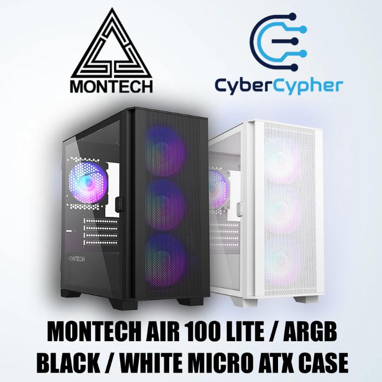Montech Air 100 Lite/ARGB (Black/White) Micro ATX Case, Computers