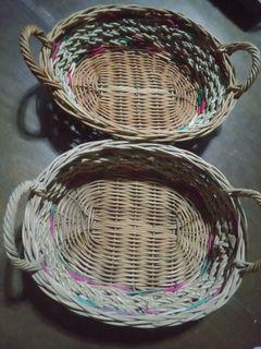 (Set of 2)Oval Native fruit basket with handle
