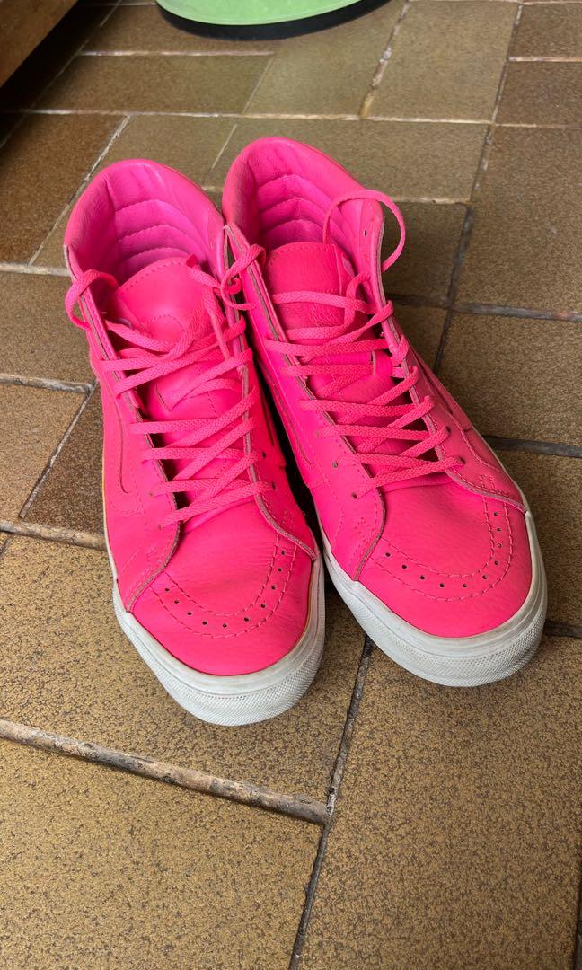 Neon pink vans sk8 hi discount