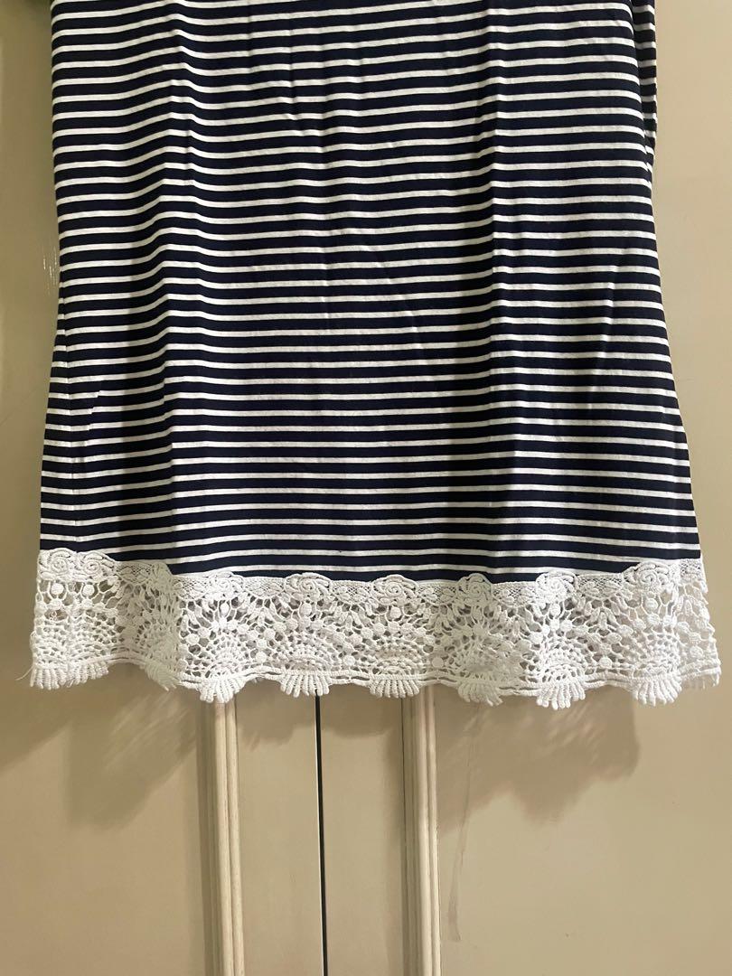 New Breton top crochet hem (Category: Shirts) located in Quezon City. Submitted by jujuloco (Listing ID 1154568488, Image 2). Description: Brand new no tags Breton blue and white stripe top with unique crochet hem detail Given to me as gift then stored Bpi or gcash Buyer covers shipping .