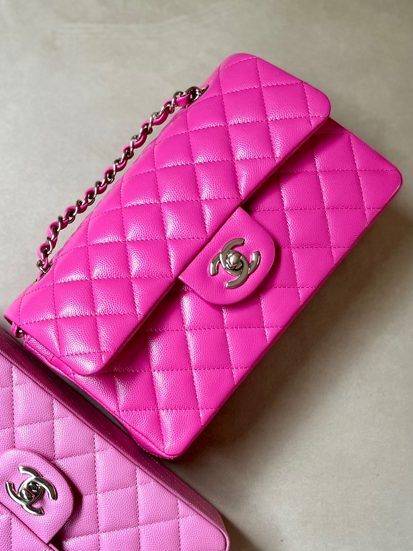 New Chanel 22P Hot Rose Pink Barbie Raspberry Caviar Small Flap Classic Bag  Handbag purse light gold hardware fuschia Dark pink, Women's Fashion, Bags  & Wallets, Shoulder Bags on Carousell