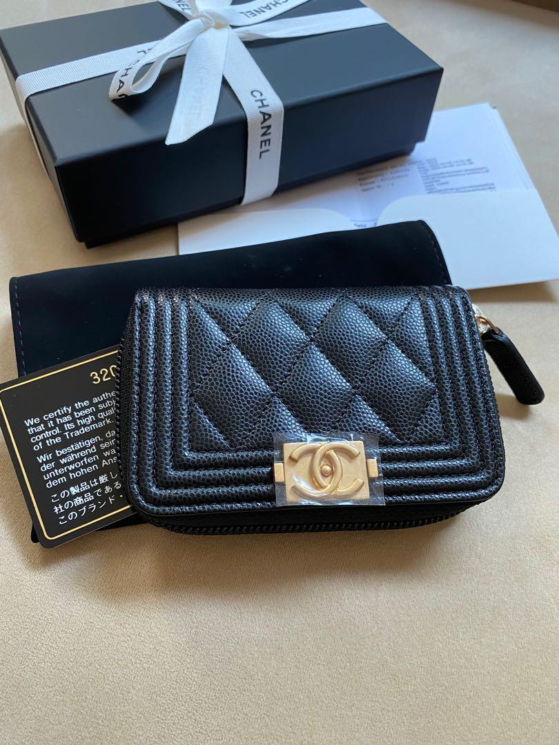 New Chanel Black Caviar boy zippy wallet zip purse coin pouch card holder  gold hardware, Women's Fashion, Bags & Wallets, Purses & Pouches on  Carousell