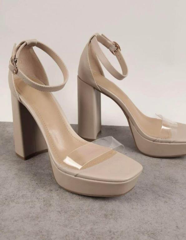 Chunky platform top heels nude