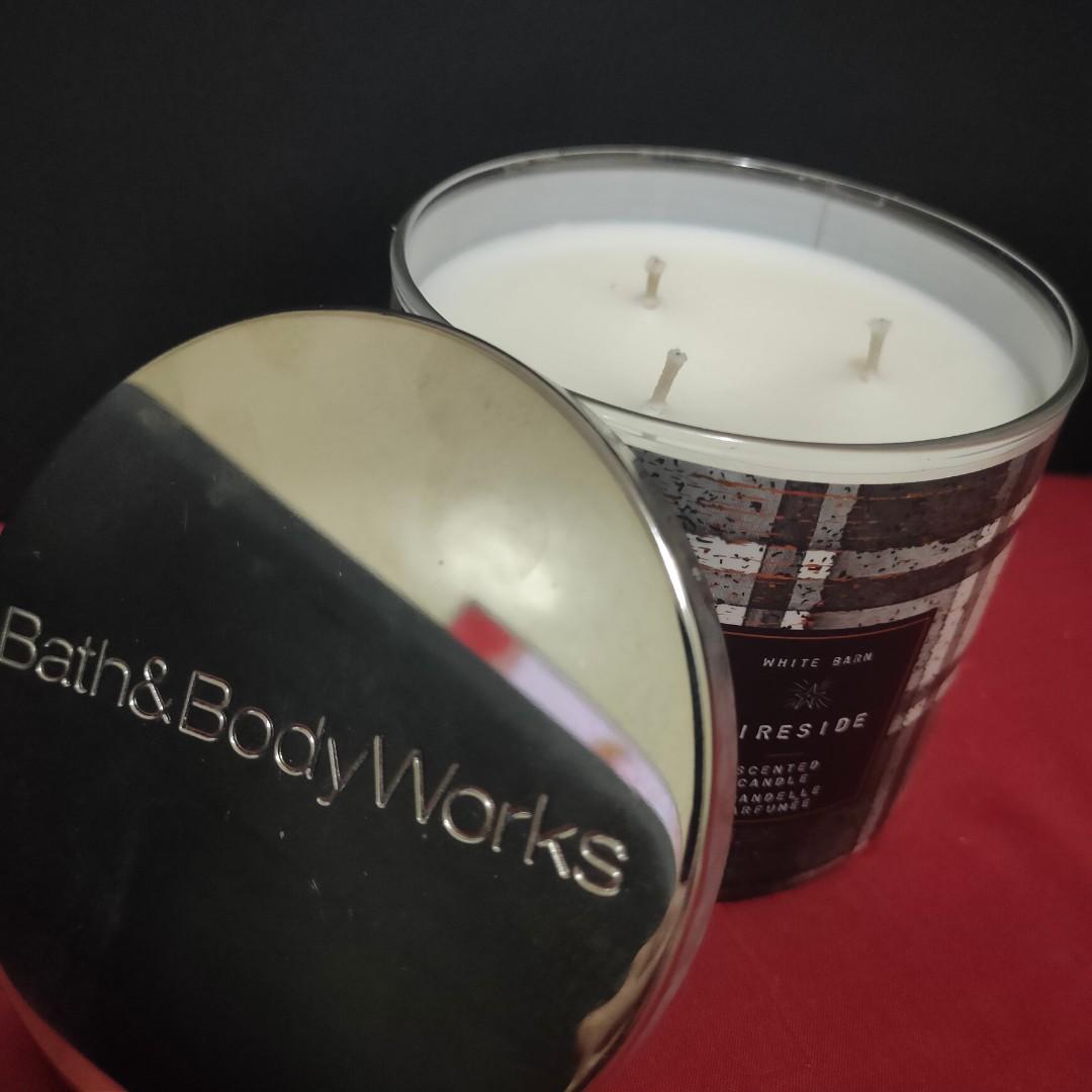ORIGINAL WHITE BARN BATH AND BODY WORKS FIRESIDE SCENTED CANDLE THREE